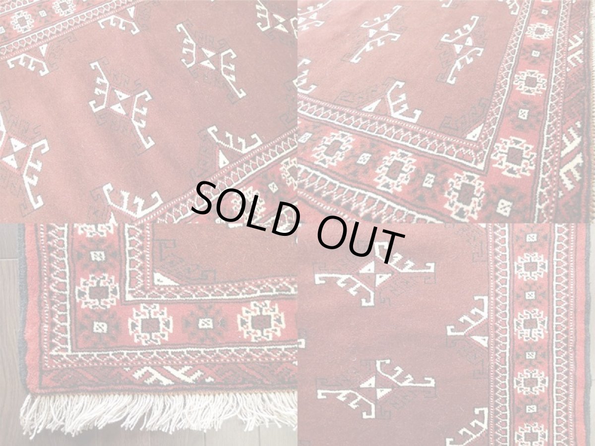 画像5: 新品 トルクメン ペルシャ 絨毯 アクセント サイズ 118 x 83 cm 200 トライバル ラグ 天然 ウール 敷物 マット カーペット エンジ  赤 (5)