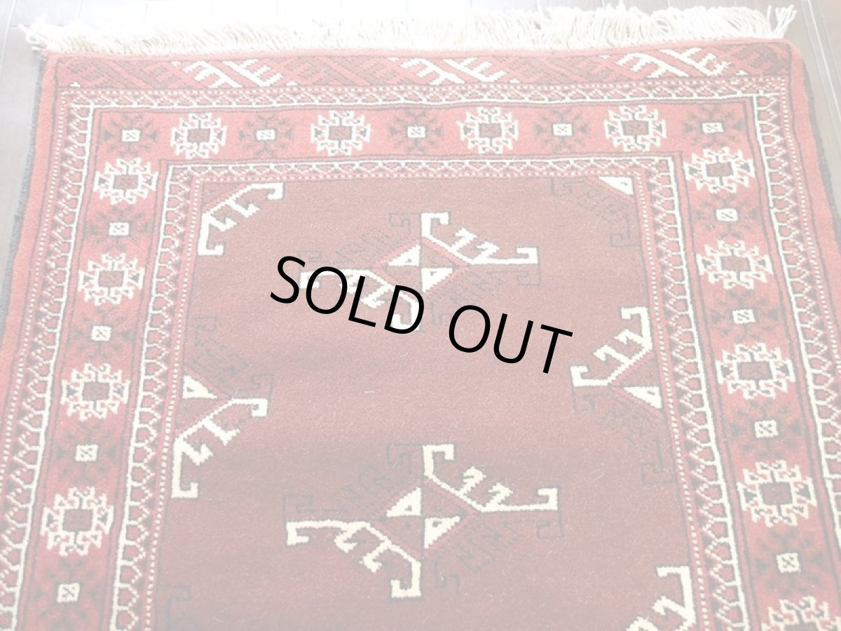 画像3: 新品 トルクメン ペルシャ 絨毯 アクセント サイズ 118 x 83 cm 200 トライバル ラグ 天然 ウール 敷物 マット カーペット エンジ  赤 (3)