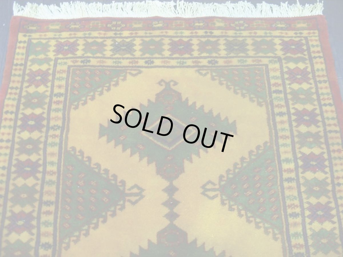 画像3: 新品 トルクメン ペルシャ 絨毯 アクセント サイズ 119 × 74 cm E38 トライバル ラグ 天然 ウール 敷物 マット カーペット 黄 緑 赤 n-e38-119074a001 (3)