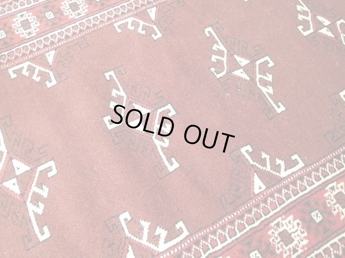 画像4: 新品 トルクメン ペルシャ 絨毯 アクセント サイズ 118 x 83 cm 200 トライバル ラグ 天然 ウール 敷物 マット カーペット エンジ  赤 (4)