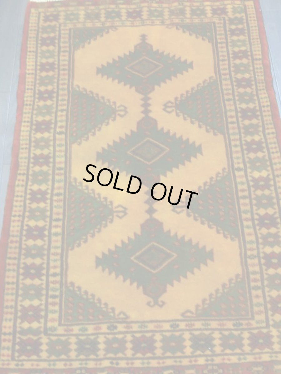 画像2: 新品 トルクメン ペルシャ 絨毯 アクセント サイズ 119 × 74 cm E38 トライバル ラグ 天然 ウール 敷物 マット カーペット 黄 緑 赤 n-e38-119074a001 (2)