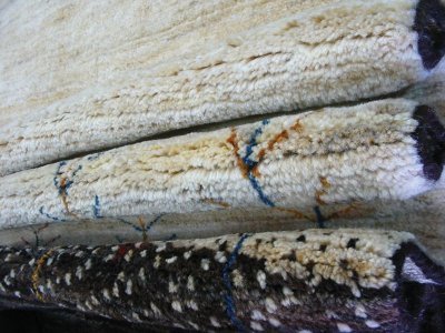 画像2: ペルシャ ギャッベ リビング サイズ 210 x 160 cm F163 ハンドメイド ギャベ 天然 ウール 手織り ラグ マット 絨毯 カーペット クリーム 茶 灰