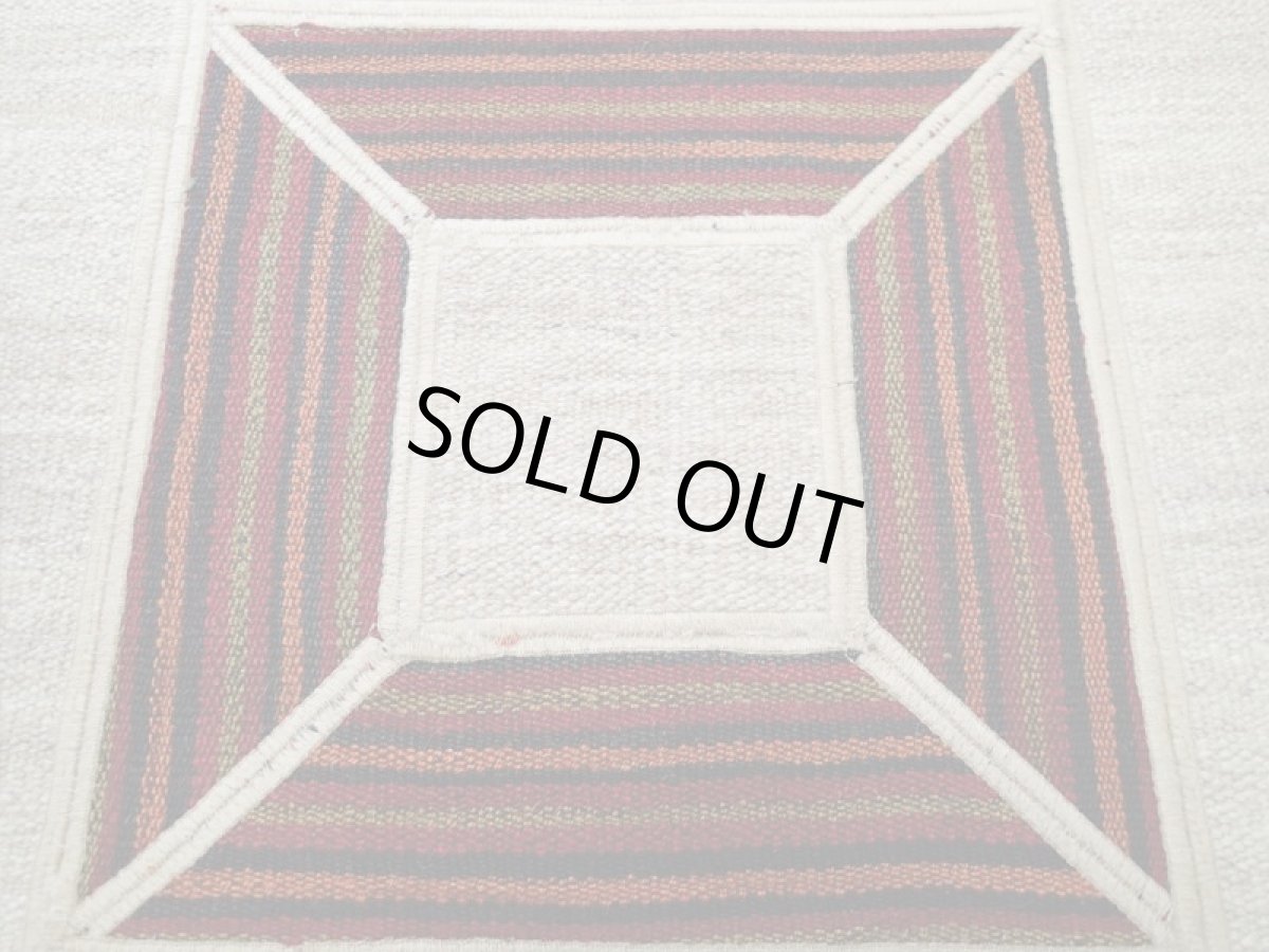 画像4: ペルシャ キリム ジャジーム パッチワーク ラグ 玄関 マット サイズ 106 × 63 cm 5487 平織り 天然 ウール 絨毯 敷物 カーペット クリーム 茶 (4)