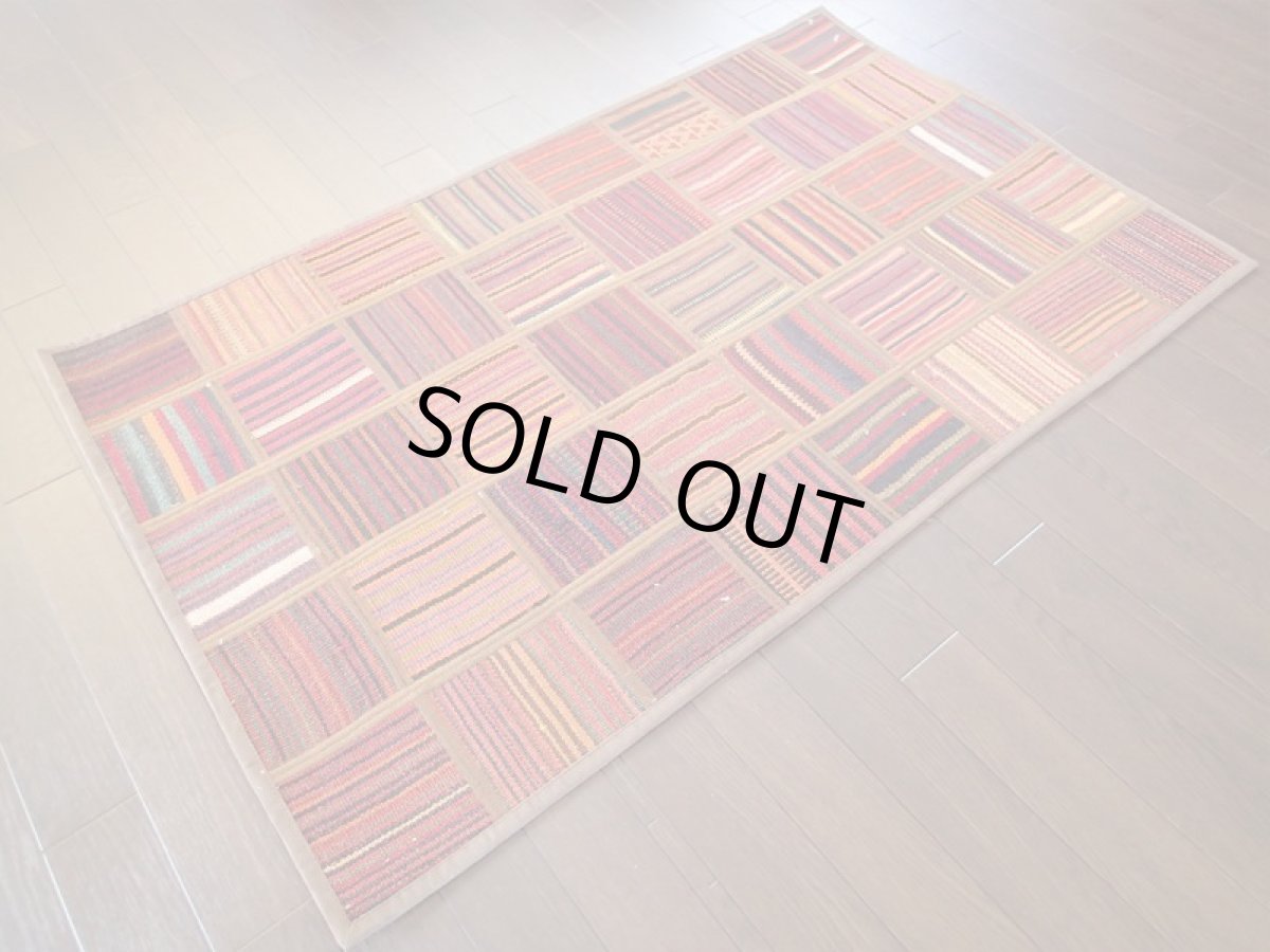 画像2: 新品 ペルシャ キリム パッチワーク ラグ アクセント サイズ 117 x 73 cm No.5501 平織り 天然 ウール 絨毯 敷物 マット カーペット 茶 赤 マルチ カラー n-5501-117073sa08 (2)