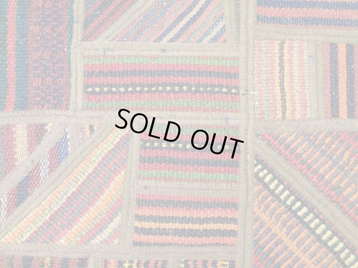 画像4: ペルシャ キリム ジャジーム パッチワーク ラグ 玄関 マット サイズ 94 x 64 cm 1762 平織り 天然 ウール 絨毯 敷物 カーペット 茶 マルチ カラー カラフル (4)