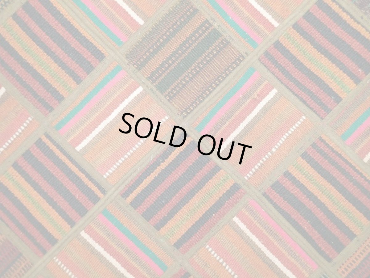 画像4: 新品 ペルシャ キリム パッチワーク ラグ アクセント サイズ 113 x 59 cm No.5489 平織り 天然 ウール 絨毯 敷物 マット カーペット 茶 赤 マルチ カラー n-5489-113059sa08 (4)