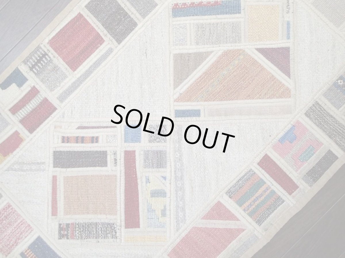 画像4: ペルシャ ギャッベ キリム ジャジム パッチワーク ラグ 玄関 マット サイズ 96 x 62 cm 1771 平織り 天然 ウール 絨毯 敷物 カーペット ナチュラル クリーム マルチ カラー (4)