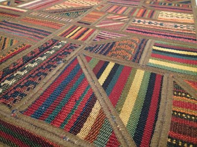画像3: ペルシャ キリム ジャジーム パッチワーク ラグ アクセント サイズ 102 x 74 cm 5494 平織り 天然 ウール 絨毯 敷物 カーペット 玄関 マット ナチュラル クリーム マルチ カラー カラフル