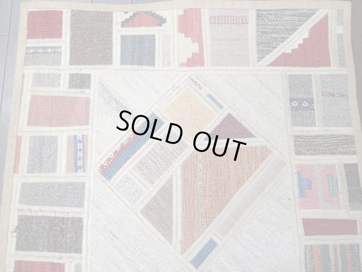 画像3: ペルシャ ギャッベ キリム ジャジム パッチワーク ラグ 玄関 マット サイズ 96 x 62 cm 1771 平織り 天然 ウール 絨毯 敷物 カーペット ナチュラル クリーム マルチ カラー (3)