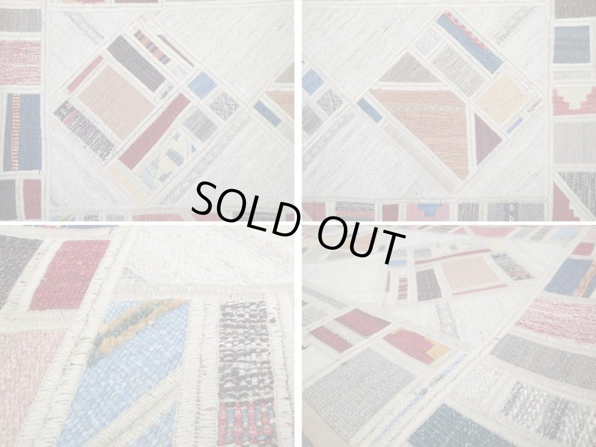 画像5: ペルシャ ギャッベ キリム ジャジム パッチワーク ラグ 玄関 マット サイズ 96 x 62 cm 1771 平織り 天然 ウール 絨毯 敷物 カーペット ナチュラル クリーム マルチ カラー (5)