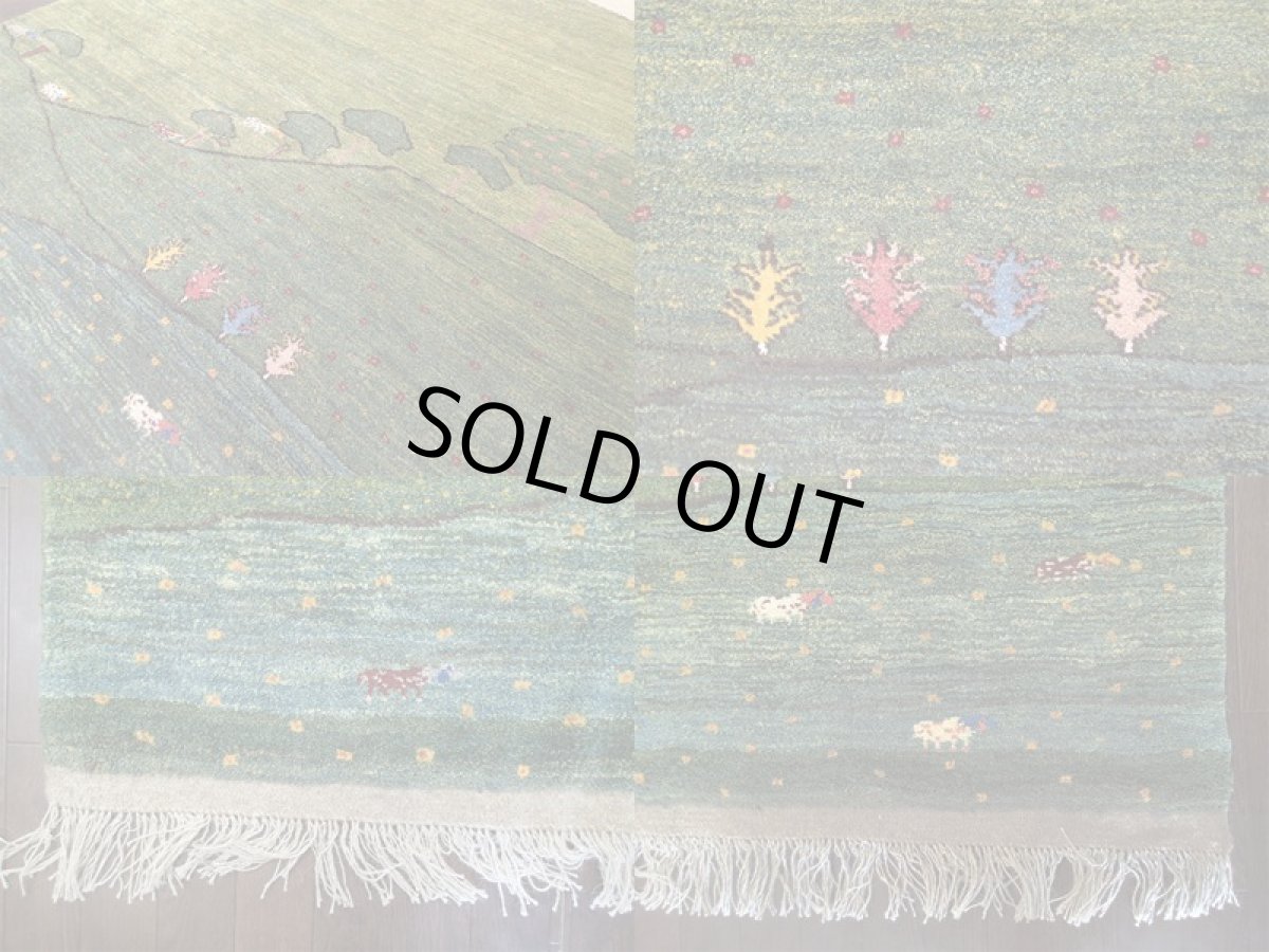 画像5: ペルシャ ギャッベ リビング サイズ  214 x 169 cm F170 ハンドメイド ギャベ 天然 ウール 手織り ラグ マット 絨毯 カーペット ナチュラル クリーム 緑 (5)