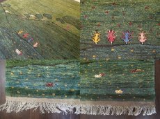 画像5: ペルシャ ギャッベ リビング サイズ  214 x 169 cm F170 ハンドメイド ギャベ 天然 ウール 手織り ラグ マット 絨毯 カーペット ナチュラル クリーム 緑 (5)