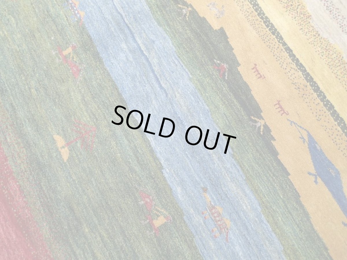 画像4: 新品 ペルシャ ギャッベ リビング サイズ  203 x 162 cm F169 ハンドメイド ギャベ 天然 ウール 手織り ラグ マット 絨毯 カーペット 赤 緑 青 黄 クリーム マルチカラー カラフル (4)