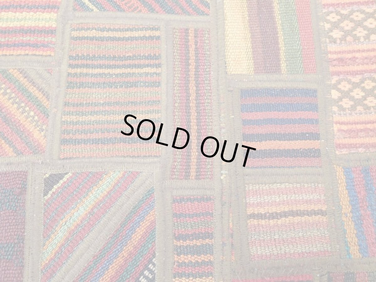 画像6: ペルシャ キリム ジャジーム パッチワーク ラグ 玄関 マット サイズ92 x 63 cm 1763 平織り 天然 ウール 絨毯 敷物 カーペット 茶 マルチ カラー カラフル (6)