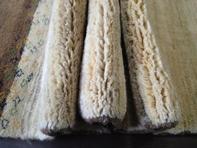 画像2: ペルシャ ギャッベ リビング サイズ  205 x  160 cm F169 ハンドメイド ギャベ 天然 ウール 手織り ラグ マット 絨毯 カーペット ナチュラル クリーム 茶 木 柄