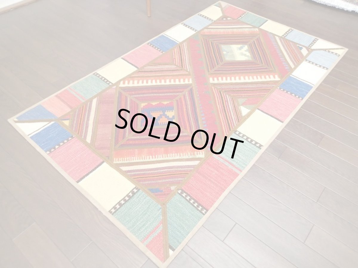 画像2: 新品 ペルシャ キリム ジャジーム パッチワーク ウール ラグ 絨毯  センターラグ サイズ 145 x 87 cm No.5325  平織り 天然 ウール 絨毯 敷物 マット カーペット マルチ カラー カラフル n-5325-145087sa08 (2)