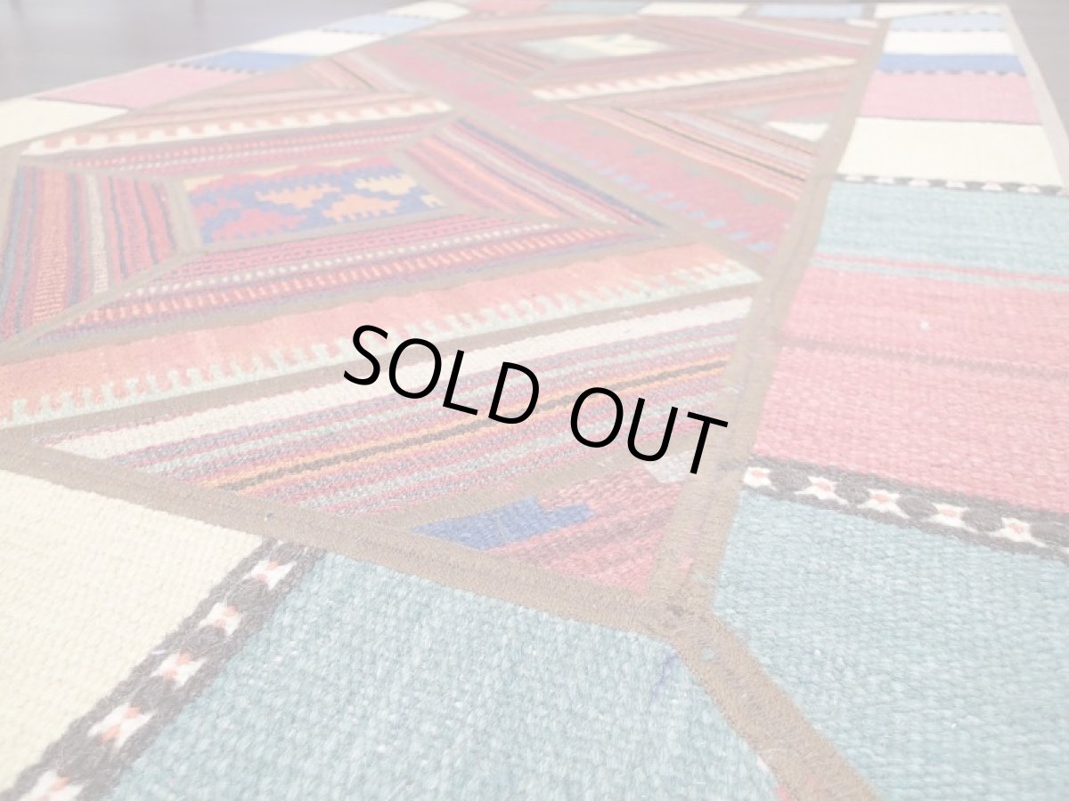 画像5: 新品 ペルシャ キリム ジャジーム パッチワーク ウール ラグ 絨毯  センターラグ サイズ 145 x 87 cm No.5325  平織り 天然 ウール 絨毯 敷物 マット カーペット マルチ カラー カラフル n-5325-145087sa08 (5)