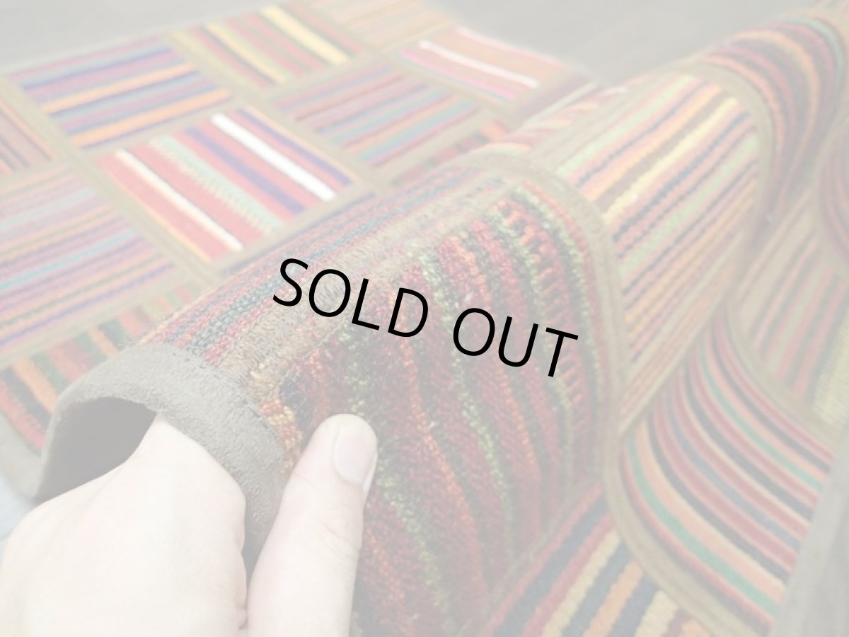 画像6: ペルシャ キリム パッチワーク ラグ 玄関 マット サイズ 88 x 54  cm 5495 平織り 天然 ウール 絨毯 敷物 カーペット 茶 赤 黄 マルチ カラー (6)