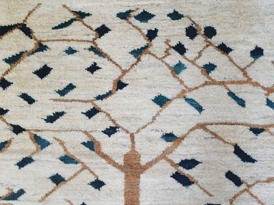 画像3: ペルシャ ギャッベ リビング サイズ 211 x 155 cm F156 ハンドメイド ギャベ 天然 ウール 手織り ラグ マット 絨毯 カーペット ナチュラル クリーム 青 藍 木 柄