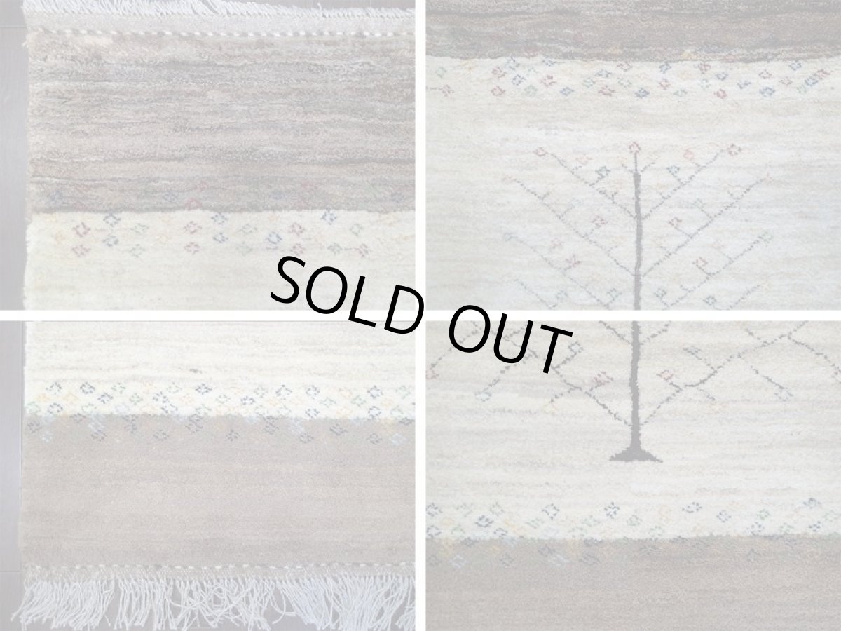 画像5: ペルシャ ギャッベ リビング サイズ  205 x  160 cm F169 ハンドメイド ギャベ 天然 ウール 手織り ラグ マット 絨毯 カーペット ナチュラル クリーム 茶 木 柄 (5)