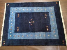 画像3: ペルシャ ギャッベ リビング サイズ 200 x 155 cm 16 ハンドメイド 天然 ウール 手織り ラグ 絨毯 カーペット 藍 紺 青 ネイビー シンプル 動物 木 柄 (3)