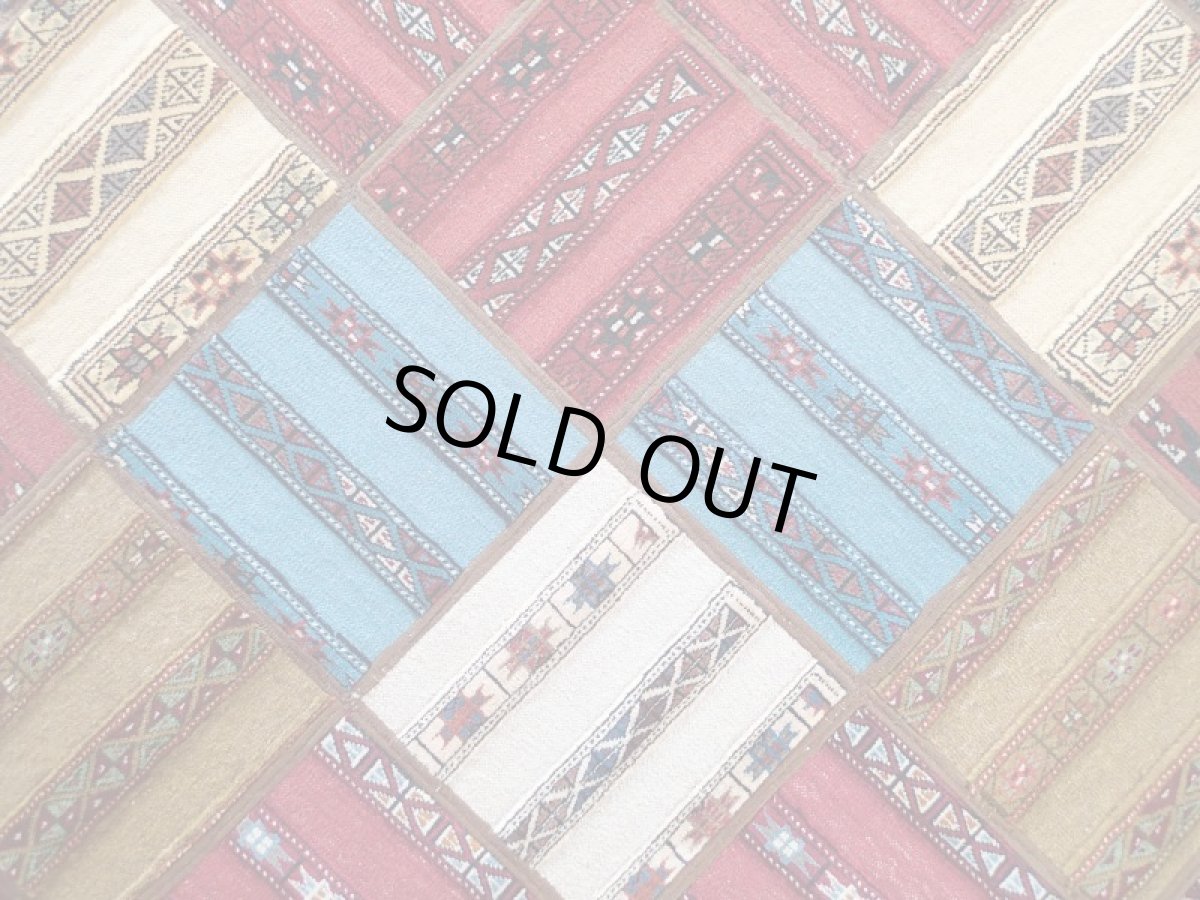 画像5: 新品 ペルシャ 絨毯 キリム ジャジーム パッチワーク センター ラグ サイズ 177 x 134 cm No.5424 キャンバス 天然 ウール 敷物 マット カーペット 赤 青 クリーム 茶 マルチ カラー カラフル n-5424-177134sa071 (5)