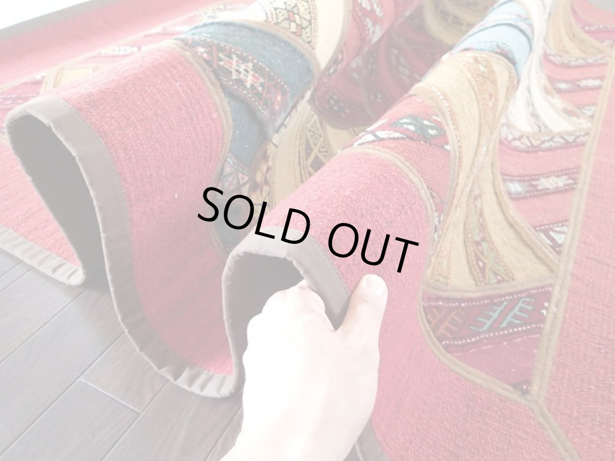 画像7: 新品 ペルシャ 絨毯 キリム ジャジーム パッチワーク センター ラグ サイズ 177 x 134 cm No.5424 キャンバス 天然 ウール 敷物 マット カーペット 赤 青 クリーム 茶 マルチ カラー カラフル n-5424-177134sa071 (7)