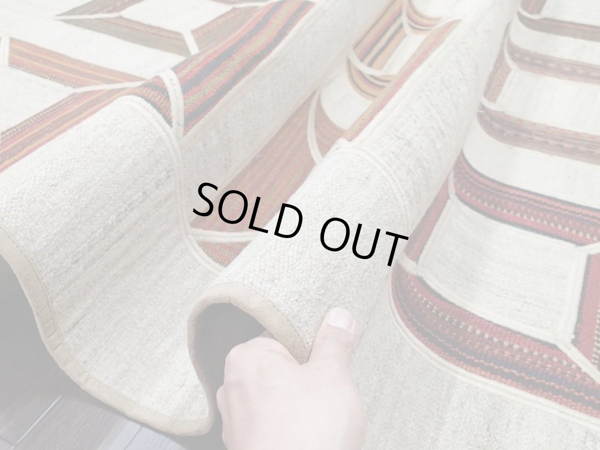 画像8: ペルシャ キリム ジャジム ギャッベ パッチワーク リビング ラグ サイズ 199 x 199 cm 5429 天然 ウール 敷物 マット カーペット ナチュラル クリーム 茶 (8)