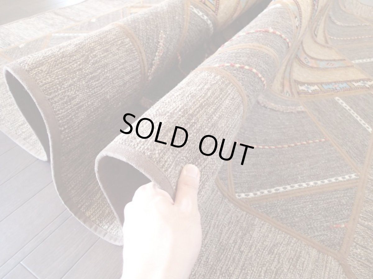 画像8: 新品 ペルシャ 絨毯 ギャッベ キリム ジャジーム パッチワーク リビング ルーム ラグ サイズ 249 x 165 cm No.5446 天然 ウール 敷物 マット カーペット 茶 からし色 n-5446-249165sa002 (8)