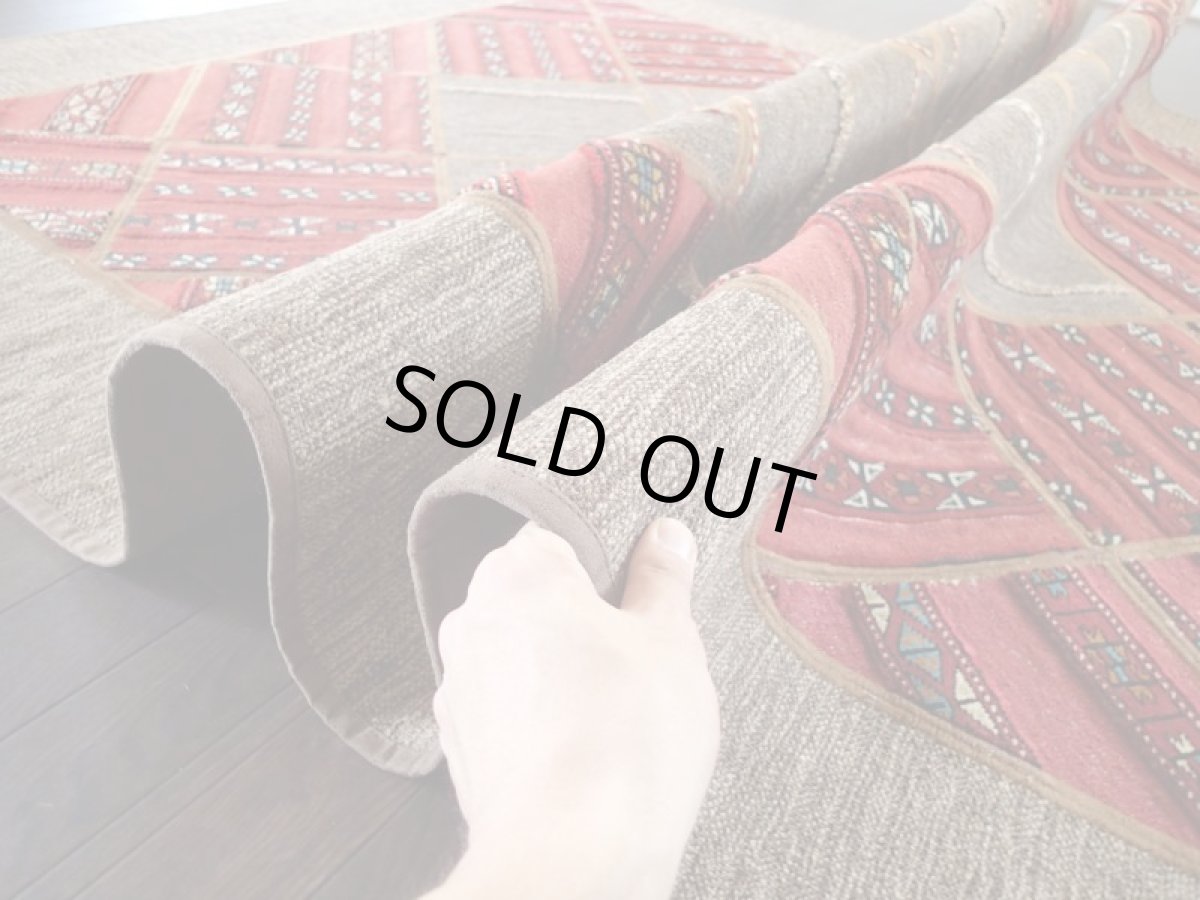 画像8: ペルシャ 絨毯 ギャッベ キリム ジャジーム パッチワーク リビング ルーム ラグ サイズ 252 × 166 cm 5458 天然 ウール 敷物 マット カーペット 赤  茶 (8)