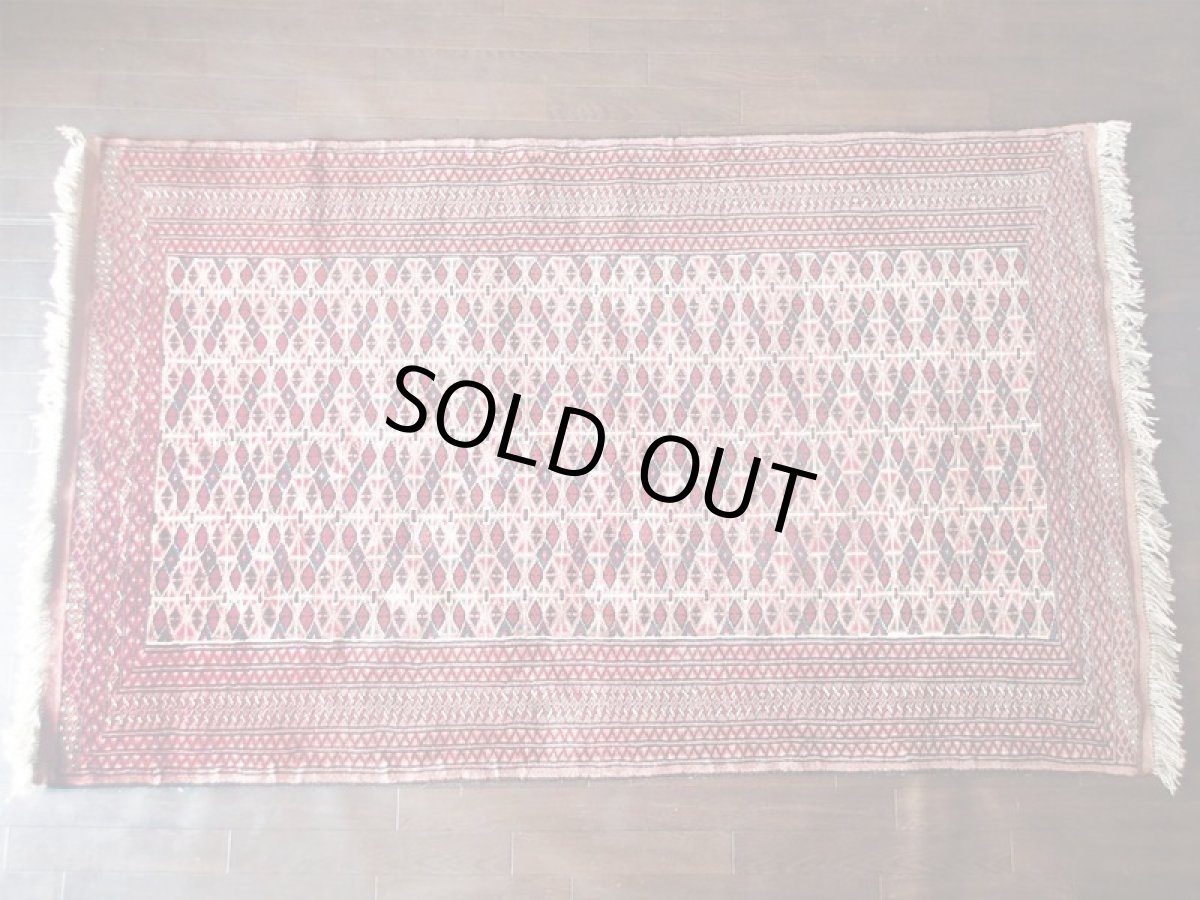 画像2: トルクメン ペルシャ 絨毯 センター ラグ サイズ 205 x 127 cm 182 トライバル ラグ 天然 ウール 敷物 マット カーペット エンジ 赤 茶 (2)