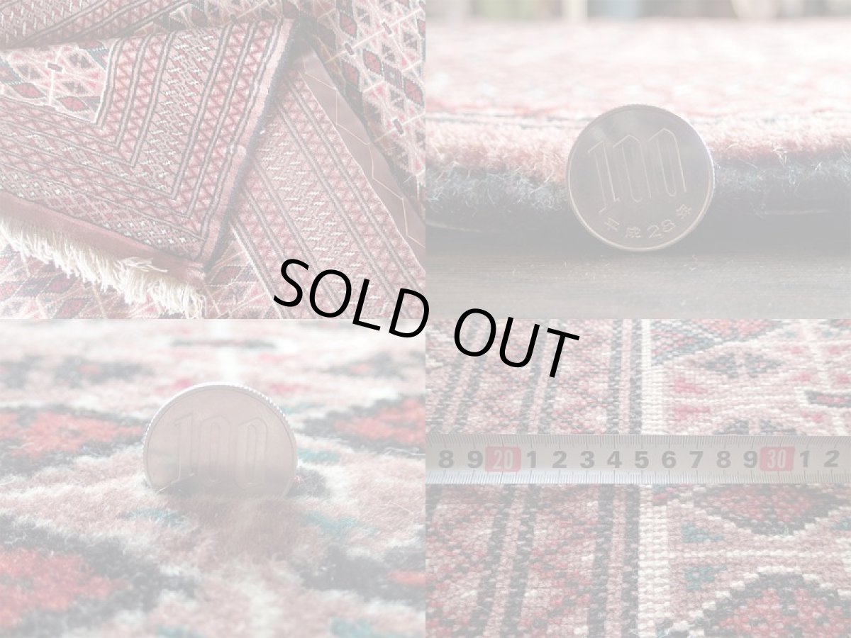 画像9: トルクメン ペルシャ 絨毯 センター ラグ サイズ 205 x 127 cm 182 トライバル ラグ 天然 ウール 敷物 マット カーペット エンジ 赤 茶 (9)