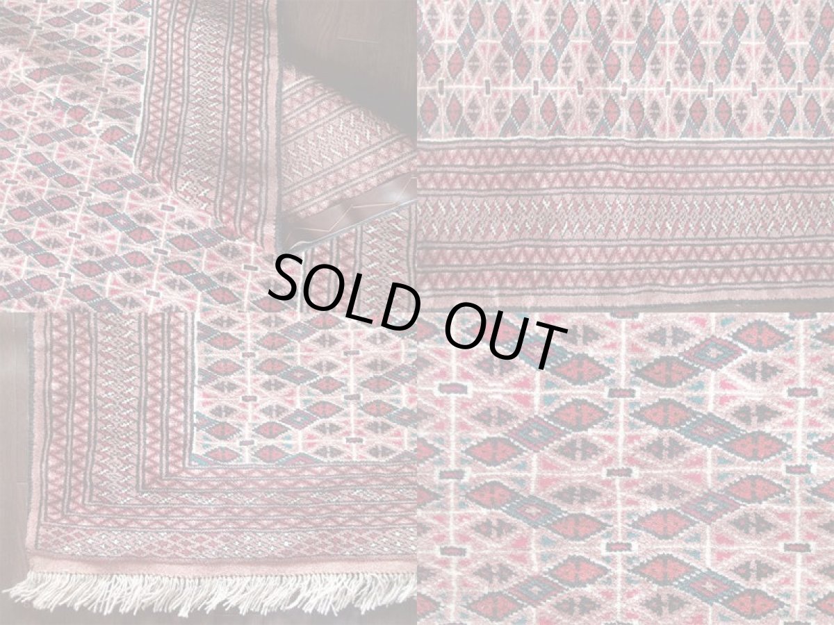 画像8: トルクメン ペルシャ 絨毯 センター ラグ サイズ 205 x 127 cm 182 トライバル ラグ 天然 ウール 敷物 マット カーペット エンジ 赤 茶 (8)