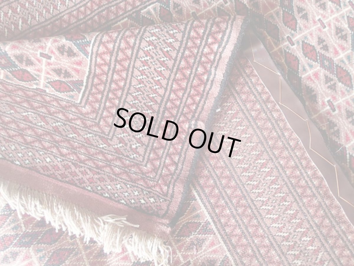 画像7: トルクメン ペルシャ 絨毯 センター ラグ サイズ 205 x 127 cm 182 トライバル ラグ 天然 ウール 敷物 マット カーペット エンジ 赤 茶 (7)