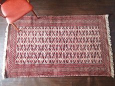 画像1: トルクメン ペルシャ 絨毯 センター ラグ サイズ 205 x 127 cm 182 トライバル ラグ 天然 ウール 敷物 マット カーペット エンジ 赤 茶 (1)