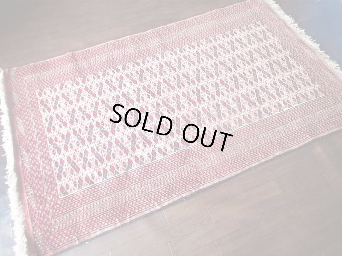 画像3: トルクメン ペルシャ 絨毯 センター ラグ サイズ 205 x 127 cm 182 トライバル ラグ 天然 ウール 敷物 マット カーペット エンジ 赤 茶 (3)