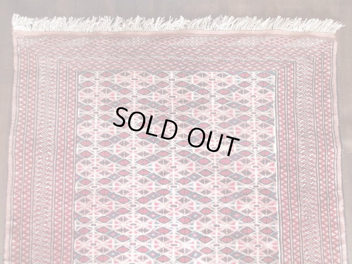 画像4: トルクメン ペルシャ 絨毯 センター ラグ サイズ 205 x 127 cm 182 トライバル ラグ 天然 ウール 敷物 マット カーペット エンジ 赤 茶 (4)