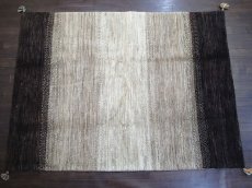 画像2: ペルシャ ギャッベ リビング 2m サイズ ラグ 200 x 149 cm 14 ハンドメイド ギャベ 天然 ウール 手織り 絨毯 カーペット ナチュラル 灰 茶 クリーム シンプル グラデーション (2)