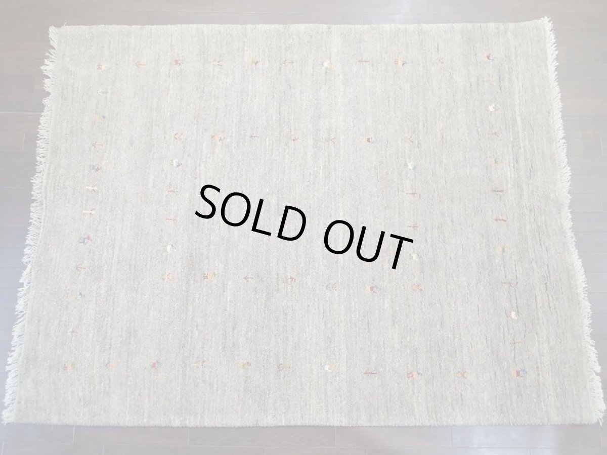 画像2: ペルシャ ギャッベ リビング 2m サイズ ラグ 200 x 158 cm 15 ハンドメイド ギャベ 天然 ウール 手織り 絨毯 カーペット ナチュラル 灰 グレー シンプル 動物 柄 (2)