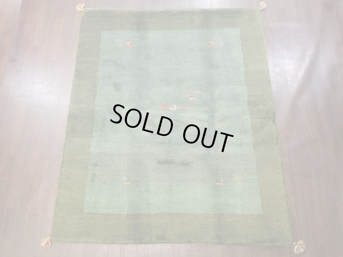 画像4: 新品 ペルシャ ギャッベ リビング サイズ ラグ 180 x 148 cm 20 ハンドメイド ギャベ 天然 ウール 手織り 絨毯 カーペット ナチュラル 緑 グリーン シンプル 動物 柄 (4)