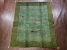 画像4: 新品 ペルシャ ギャッベ リビング サイズ ラグ 180 x 148 cm 20 ハンドメイド ギャベ 天然 ウール 手織り 絨毯 カーペット ナチュラル 緑 グリーン シンプル 動物 柄 (4)