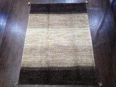 画像4: ペルシャ ギャッベ リビング 2m サイズ ラグ 200 x 149 cm 14 ハンドメイド ギャベ 天然 ウール 手織り 絨毯 カーペット ナチュラル 灰 茶 クリーム シンプル グラデーション (4)