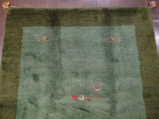 画像5: 新品 ペルシャ ギャッベ リビング サイズ ラグ 180 x 148 cm 20 ハンドメイド ギャベ 天然 ウール 手織り 絨毯 カーペット ナチュラル 緑 グリーン シンプル 動物 柄 (5)