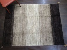 画像1: ペルシャ ギャッベ リビング 2m サイズ ラグ 200 x 149 cm 14 ハンドメイド ギャベ 天然 ウール 手織り 絨毯 カーペット ナチュラル 灰 茶 クリーム シンプル グラデーション (1)