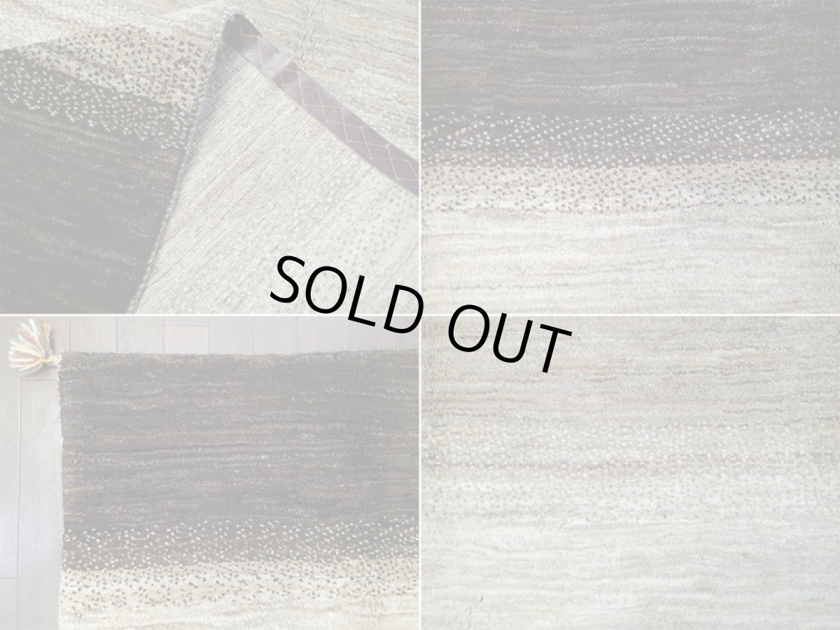 画像10: ペルシャ ギャッベ リビング 2m サイズ ラグ 200 x 149 cm 14 ハンドメイド ギャベ 天然 ウール 手織り 絨毯 カーペット ナチュラル 灰 茶 クリーム シンプル グラデーション (10)