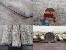 画像10: ペルシャ ギャッベ リビング 2m サイズ ラグ 200 x 158 cm 15 ハンドメイド ギャベ 天然 ウール 手織り 絨毯 カーペット ナチュラル 灰 グレー シンプル 動物 柄 (10)
