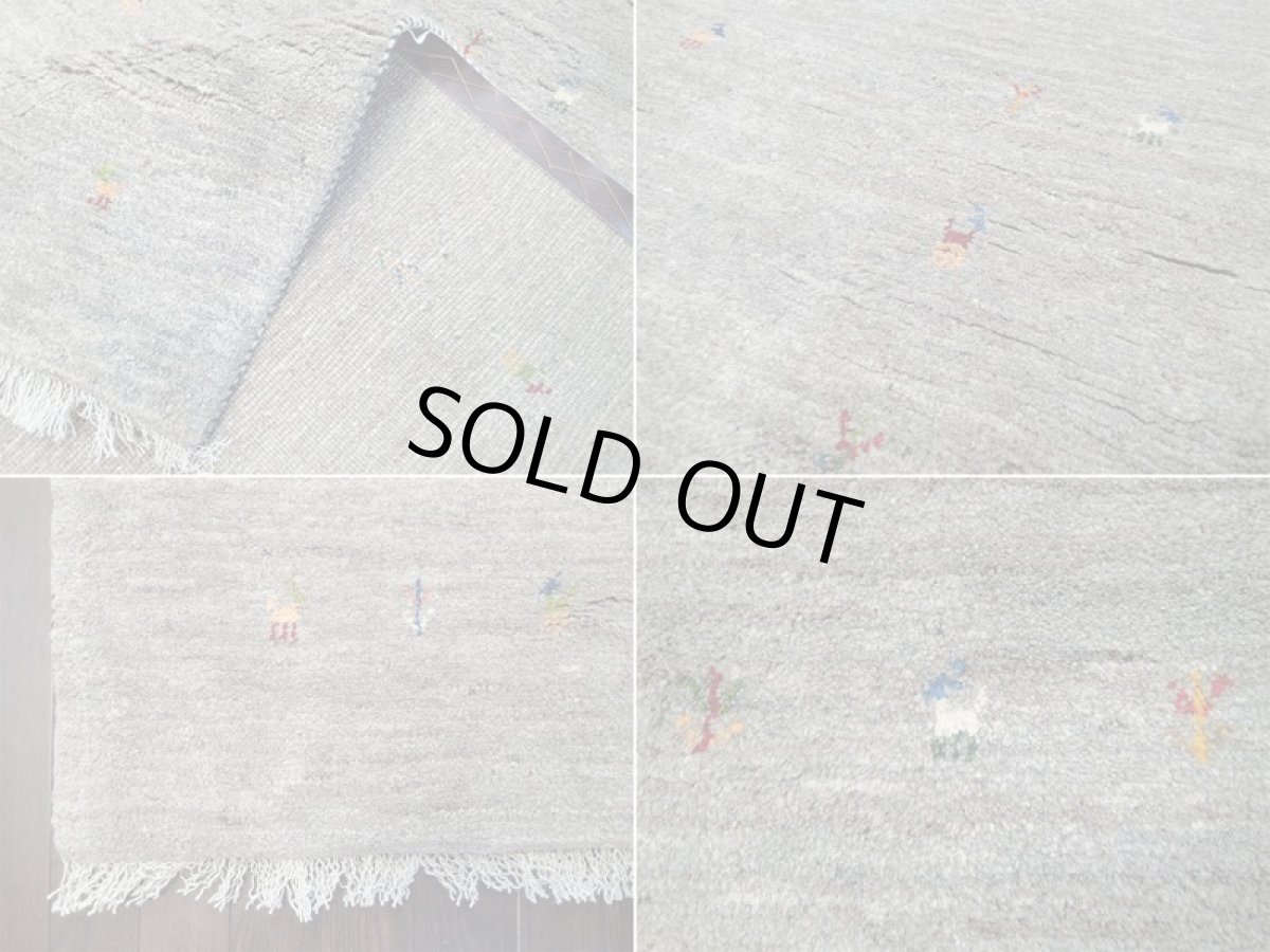 画像9: ペルシャ ギャッベ リビング 2m サイズ ラグ 200 x 158 cm 15 ハンドメイド ギャベ 天然 ウール 手織り 絨毯 カーペット ナチュラル 灰 グレー シンプル 動物 柄 (9)