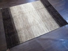 画像3: ペルシャ ギャッベ リビング 2m サイズ ラグ 200 x 149 cm 14 ハンドメイド ギャベ 天然 ウール 手織り 絨毯 カーペット ナチュラル 灰 茶 クリーム シンプル グラデーション (3)