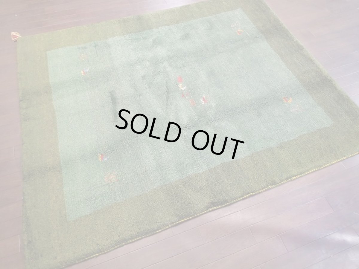 画像3: 新品 ペルシャ ギャッベ リビング サイズ ラグ 180 x 148 cm 20 ハンドメイド ギャベ 天然 ウール 手織り 絨毯 カーペット ナチュラル 緑 グリーン シンプル 動物 柄 (3)