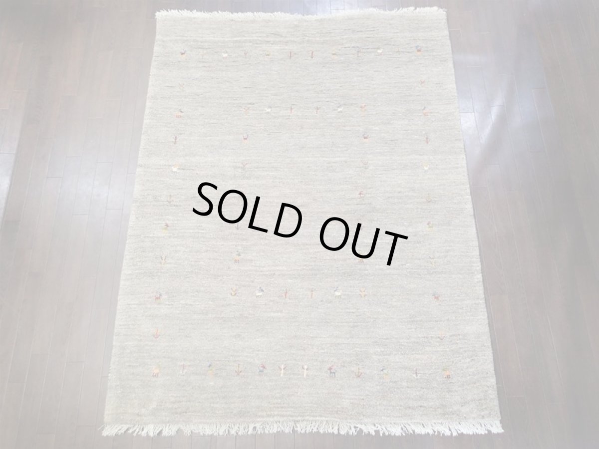 画像4: ペルシャ ギャッベ リビング 2m サイズ ラグ 200 x 158 cm 15 ハンドメイド ギャベ 天然 ウール 手織り 絨毯 カーペット ナチュラル 灰 グレー シンプル 動物 柄 (4)